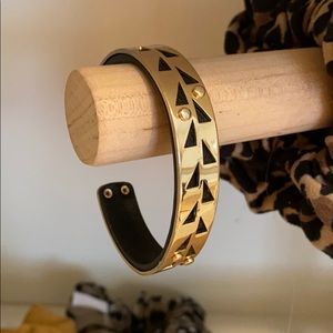 Stella and dot leather and gold cuff bracelet